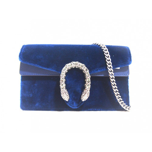 Pre-Owned Gucci Dionysus Blue Velvet Clutch Bag | ModeSens