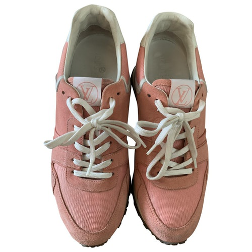 Pre-Owned Louis Vuitton Run Away Pink Suede Trainers | ModeSens