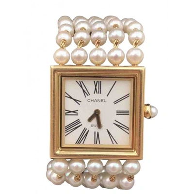 Pre-owned Chanel Mademoiselle White Yellow Gold Watch