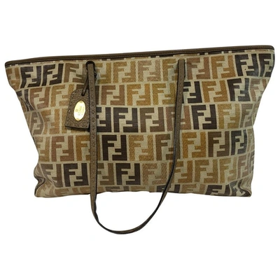 Pre-owned Fendi Roll Bag  Camel Cloth Handbag