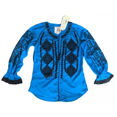 Pre-owned Figue Silk Blouse In Turquoise