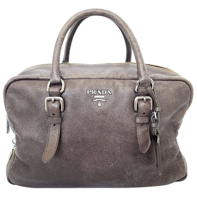 Pre-owned Prada Leather Handbag In Grey