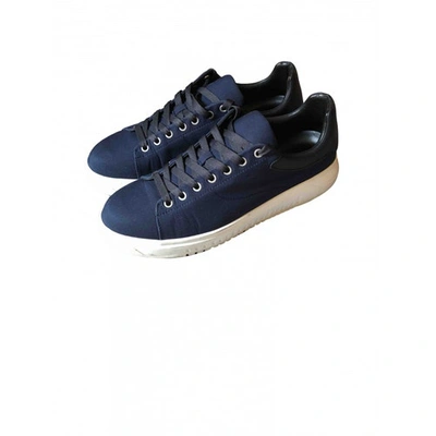 Pre-owned Emporio Armani Cloth Low Trainers In Navy