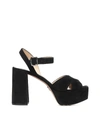 Prada Crossover Platform Sandals In Nero