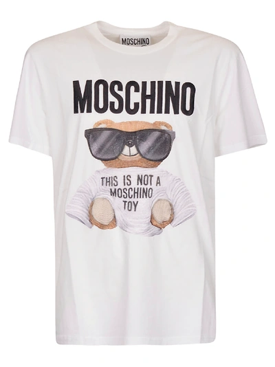 Moschino Logo Embroidery Cotton T-shirt In White