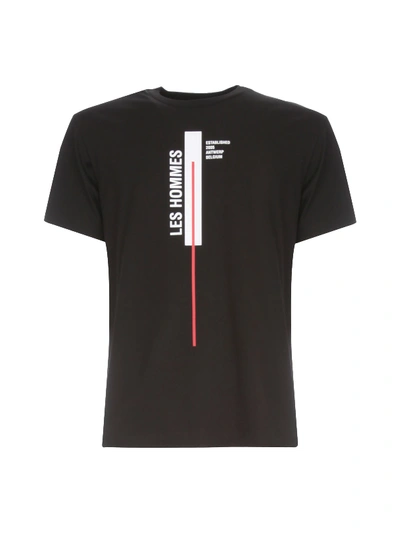 Les Hommes Tshirt Vertical Lines In Black