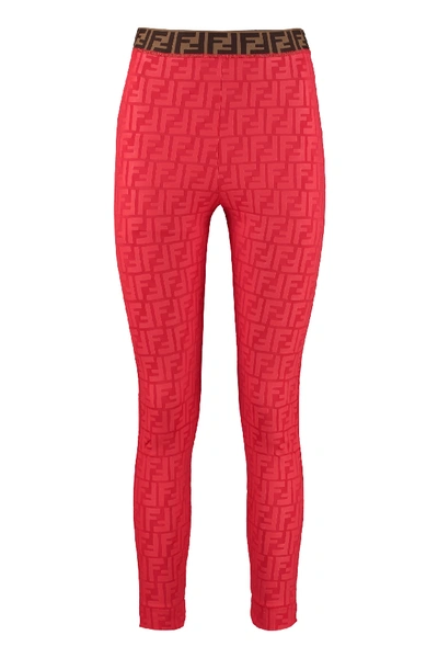 Fendi Elasticated Waist Leggings In Red