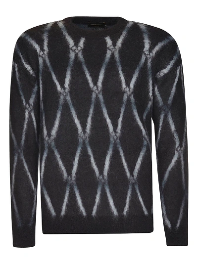 Roberto Collina Diamond Jacquard Patterned Jumper In Black