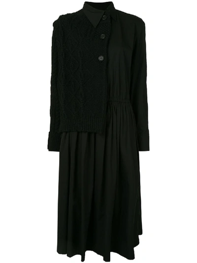 Yohji Yamamoto Cotton Button-up Shirt Dress In Black