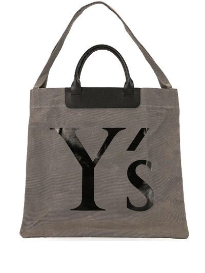Y's Logo Canvas Shopping Tote In Grey