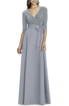 ALFRED SUNG JERSEY & MIKADO A-LINE GOWN,D736