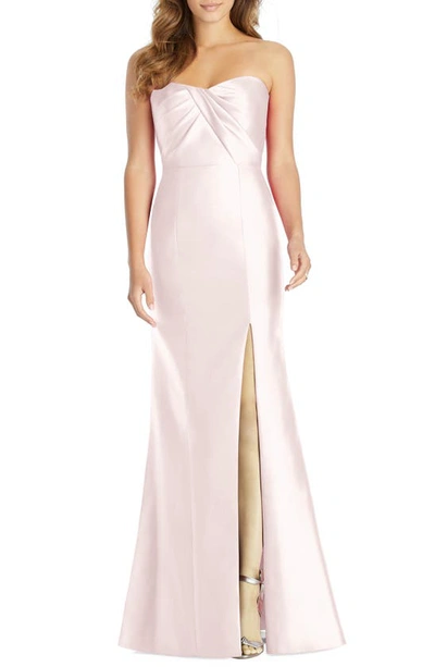Alfred Sung Sateen Twill Strapless Sweetheart Neckline Gown In Blush