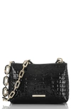 Brahmin Mod Lorelei Croc Embossed Leather Shoulder Bag In Black