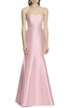 ALFRED SUNG STRAPLESS SATEEN TRUMPET GOWN,D742