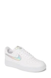 Nike Air Force 1 '07 Sneakers In White And Metallic Silver In White/ White/ White
