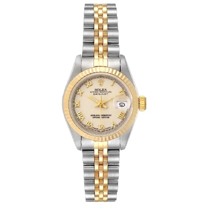 Rolex Datejust Steel Yellow Gold Ivory Roman Dial Ladies Watch 69173 In Not Applicable