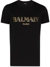 Balmain Printed Logo Cotton Jersey T-shirt In Black - Gold