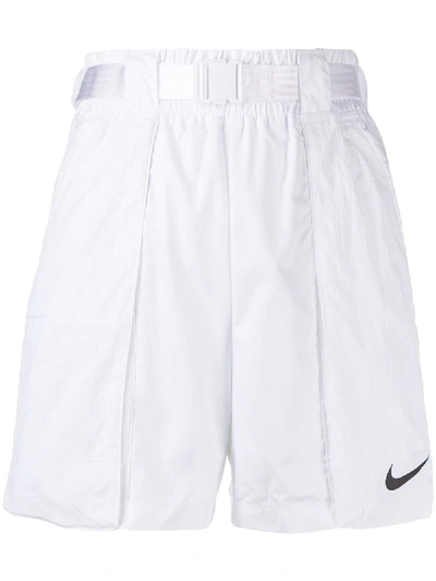 Nike Belted Logo Print Shorts In White