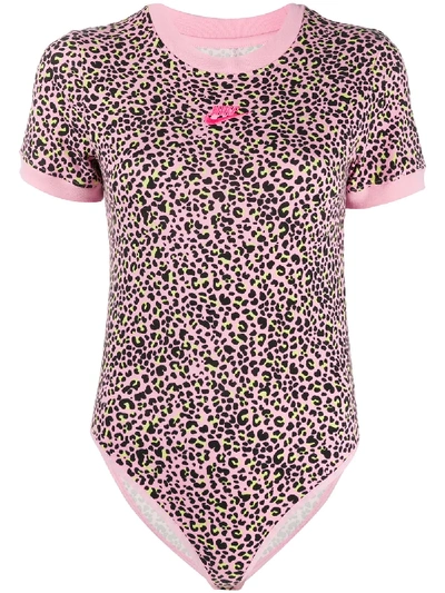 Nike Leopard Print T-shirt In Pink