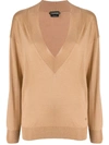 Tom Ford Deep V-neck Jumper In Neutrals
