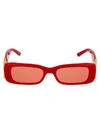 Balenciaga Dynasty Rectangle Acetate Sunglasses In Red