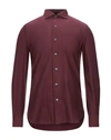 BOGLIOLI BOGLIOLI MAN SHIRT BURGUNDY SIZE 15 COTTON