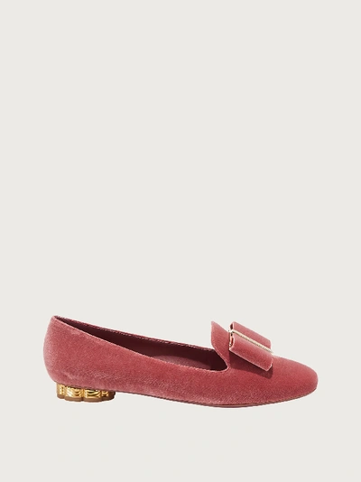Ferragamo Flower Heel Slipper Shoe In Pink