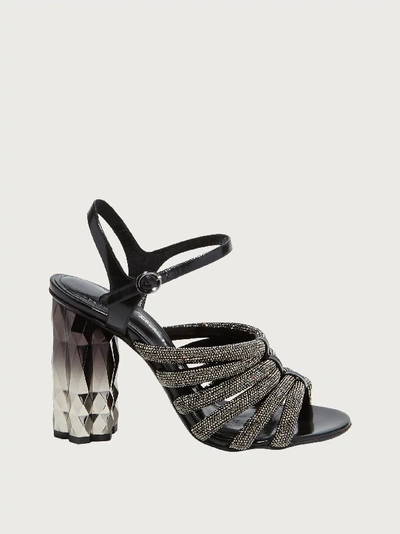 Ferragamo Refracted Heel Sandals In Black