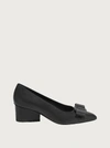 Ferragamo Bow-embellished Leather Point-toe Pumps In Nero
