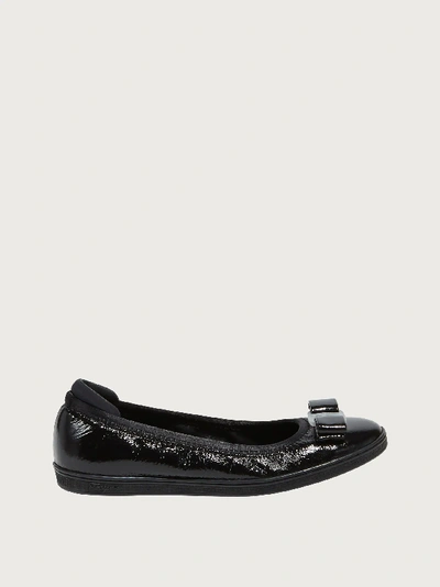 Ferragamo Savina Bow-embellished Quilted Leather Ballet Flats In Black