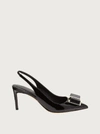 Ferragamo Patent Zahir Slingback Sandals 70 In Black