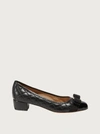 Ferragamo Vara Q Bow-embellished Quilted Patent-leather Pumps In Black