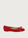Ferragamo Varina Patent Leather Bow Ballerina Flats In Red