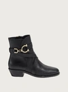 Ferragamo Shadi Gancini Leather Booties In Black