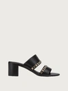 Ferragamo Trabia Smooth Leather Chain Block-heel Sandals In Black