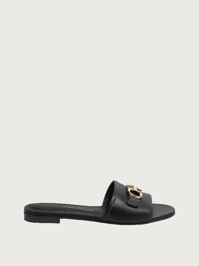 Ferragamo Rhodes Gancini Mules In Black