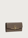 Ferragamo Icona Leather Continental Wallet W/ Hanging Id Tag In Beige