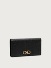 Ferragamo Woman Gancini Wallet With Chain In Black