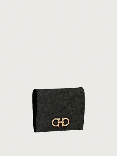 Ferragamo Gancini Compact Wallet In Black