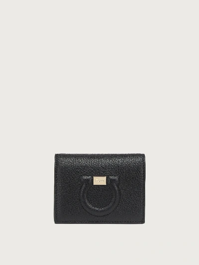 Ferragamo Small Gancini Leather Wallet In Black