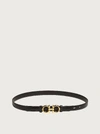 Ferragamo Gancini Calfskin Belt With Embossed Logo Design In Black