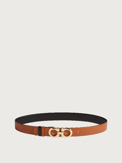 FERRAGAMO CEINTURE RÉVERSIBLE ET RÉGLABLE GANCINI BRUN