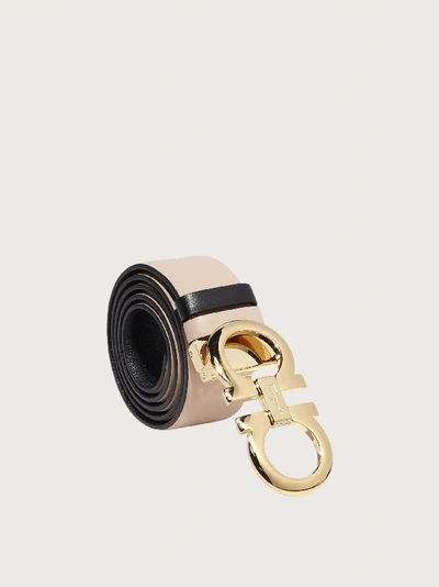 Ferragamo Reversible And Adjustable Gancini Belt In Beige