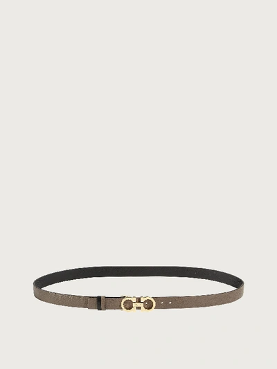 Ferragamo Reversible And Adjustable Gancini Belt In Brown