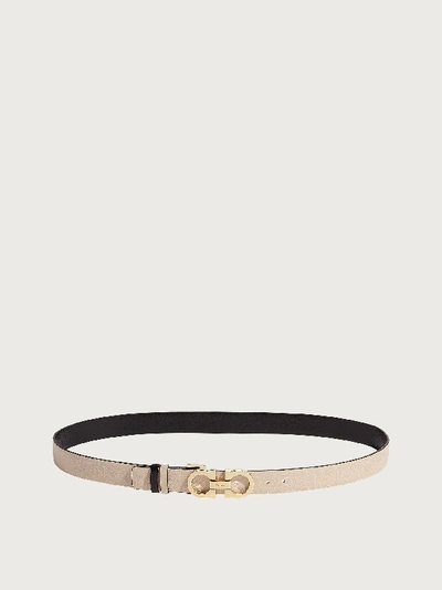 Ferragamo Reversible And Adjustable Gancini Belt In Beige
