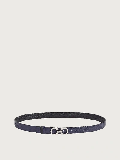 Ferragamo Reversible And Adjustable Gancini Belt In Blue