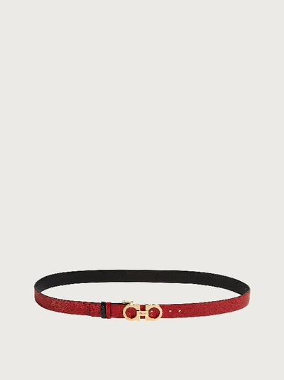 Ferragamo Reversible And Adjustable Gancini Belt In Red