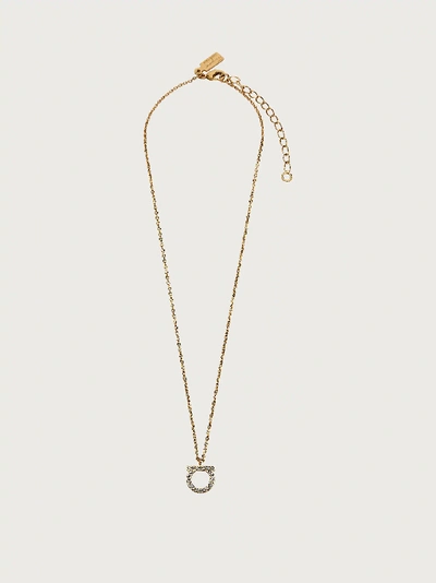 Ferragamo Gancini Crystals Necklace (l) In Gold