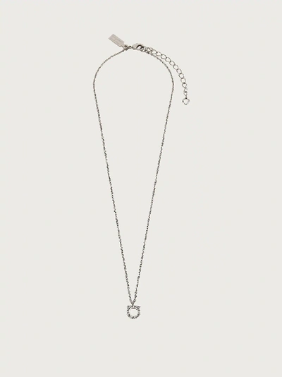 Ferragamo Small Gancini Crystal-embellished Necklace In Silver