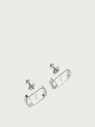 Ferragamo Vara Plate Earrings (l) In Silver